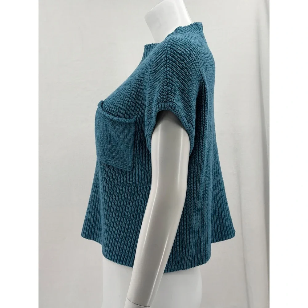 Free People Beach Sweater Womens Medium Teal Freya Oversized Boho Pullover Knit